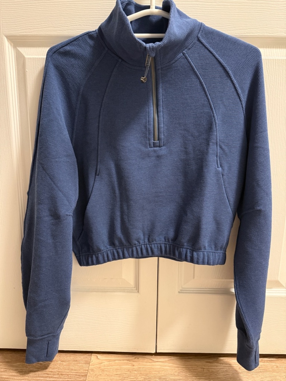 Lululemon Women's Blue Half-Zip Mock Neck Pullover waffle